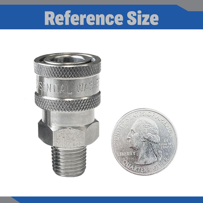 Essential Washer Stainless Steel Â¼â€ Quick Connect Male NPT | Pressure Washer Quick Connect Fittings | 5000 PSI | Set Of 2 - Image 5